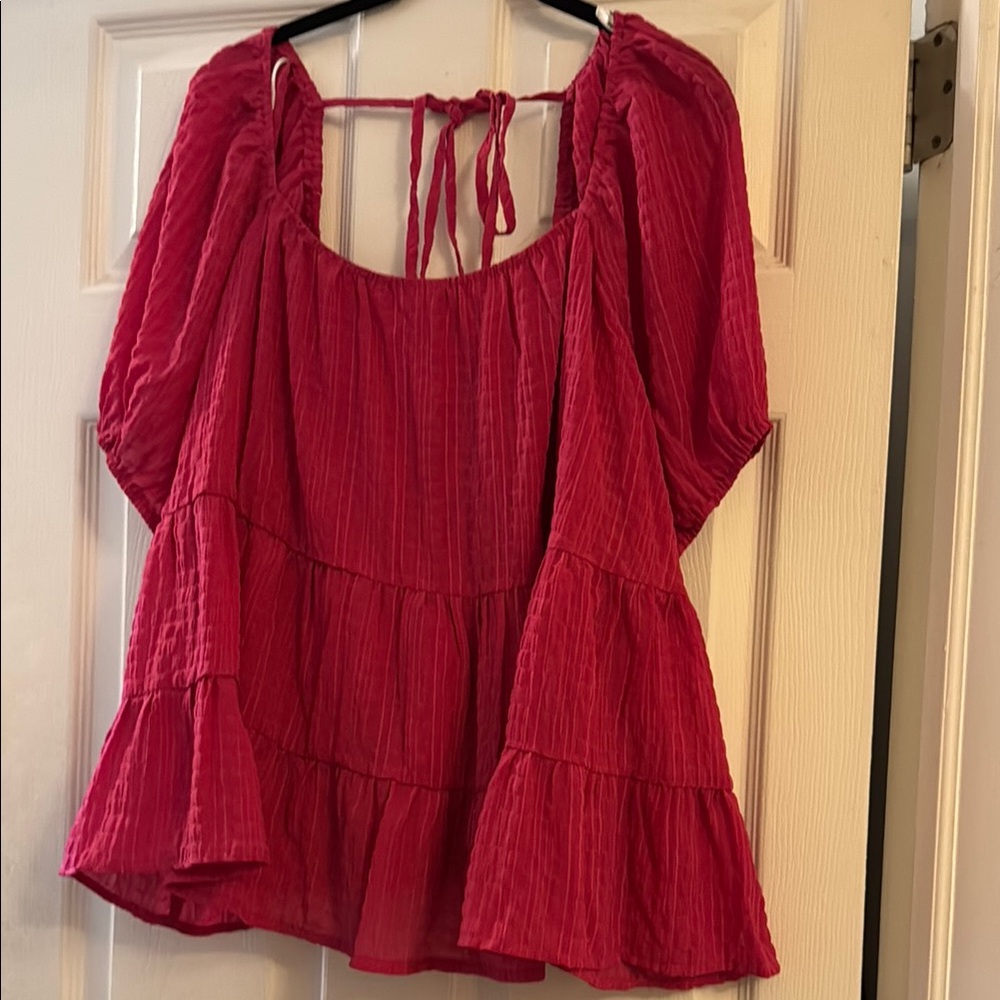 ARULA Pink Flutter Sleeve Smocked Blouse